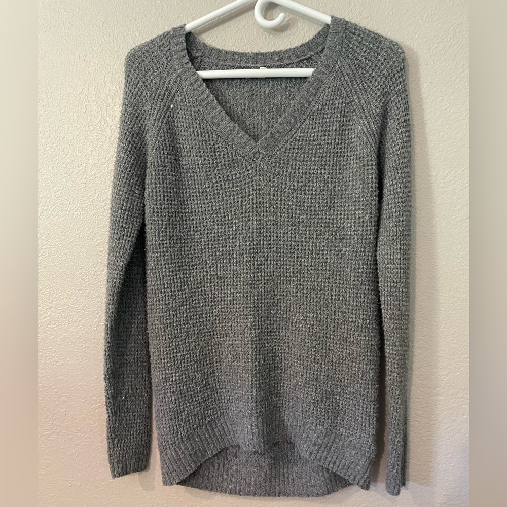 Grey Soft long sleeve knitted top